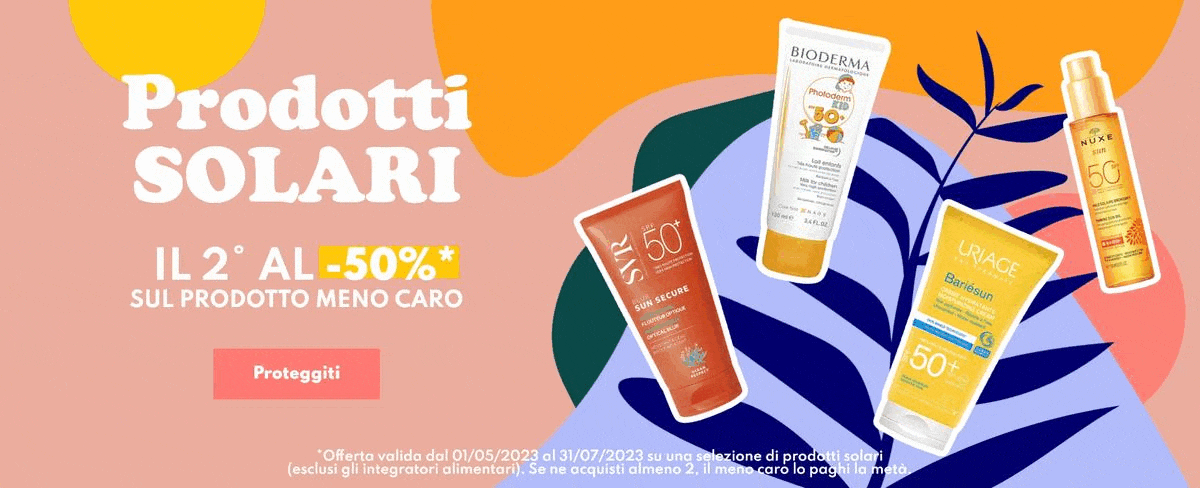 Prodotti solari: il 2º al -50%