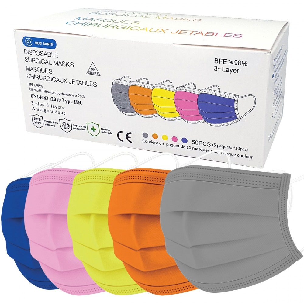Vog Protect Maschere chirurgiche monouso a colori Tipo IIR EN 14683:AC:2019 x50