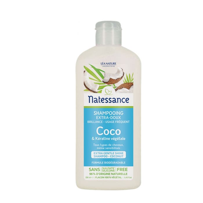 Shampoo alla Keratina Vegetale per tutti i tipi di capelli e le sensibilità 250ml Coco Natessance