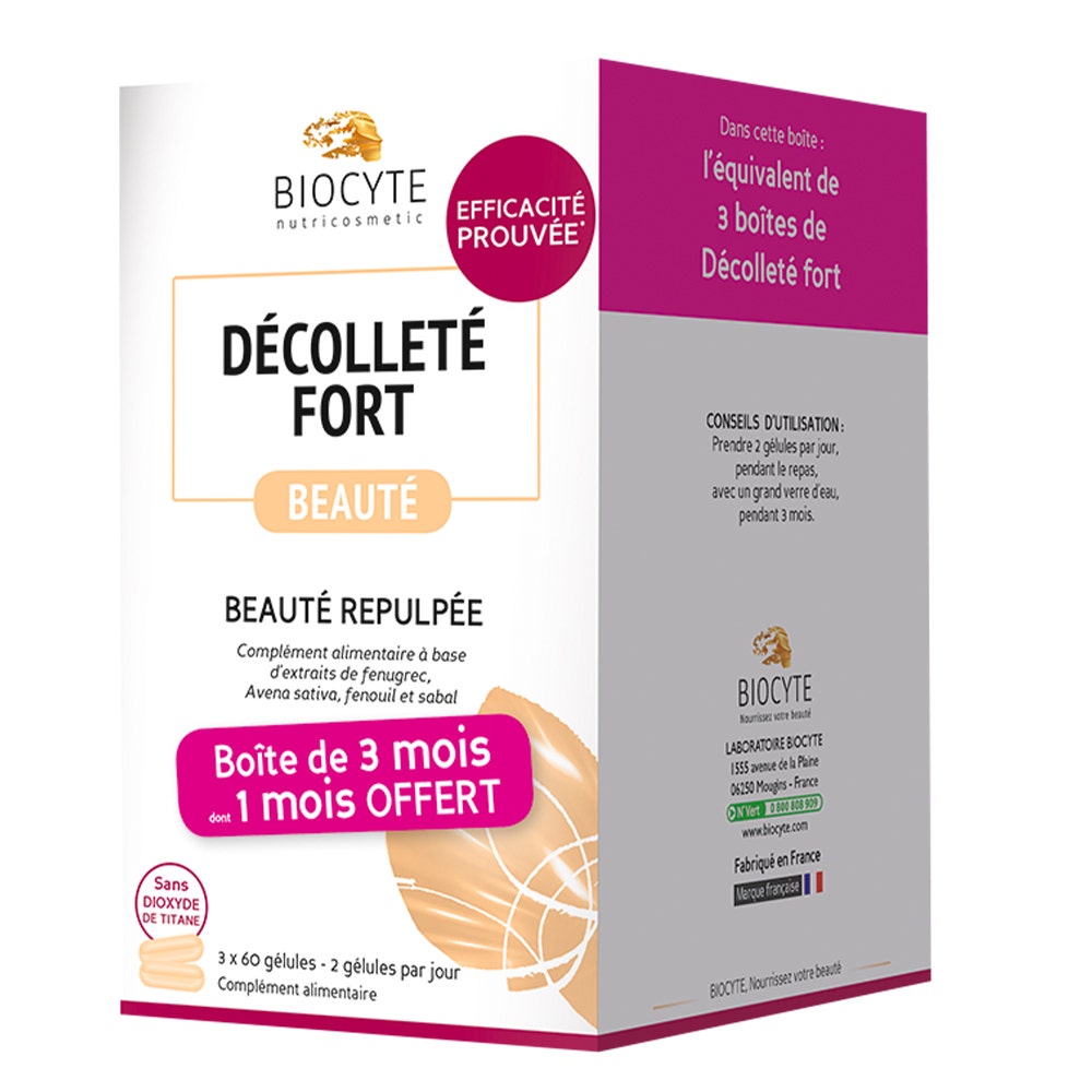 Biocyte Decollete Fort Beaute Repulpee 3x60 Geluli Repulpant 180 Gélules