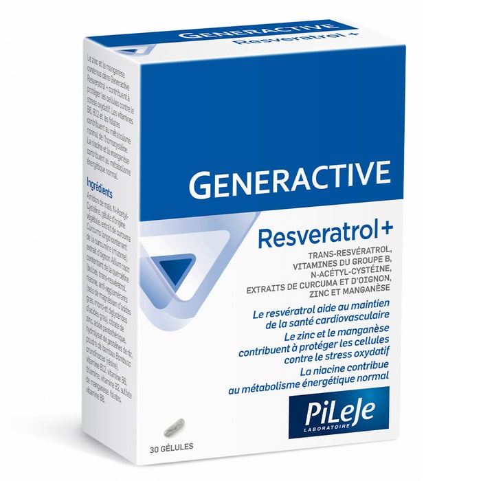 Generactive Resveratrolo+ Confezione da 30 Capsule 30 gélules Generactive Pileje