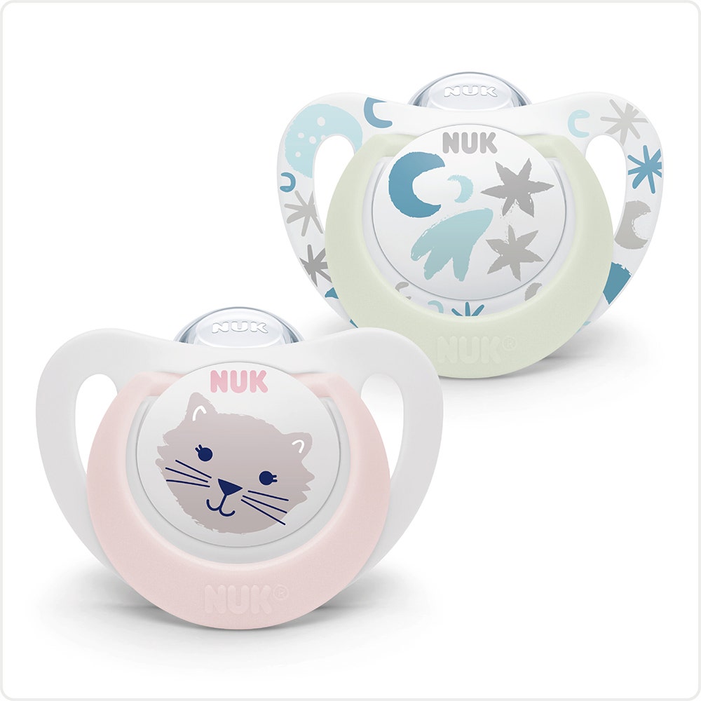 Nuk Starlight Ciucci fisiologici per neonati da 0 a 6 mesi 2pz