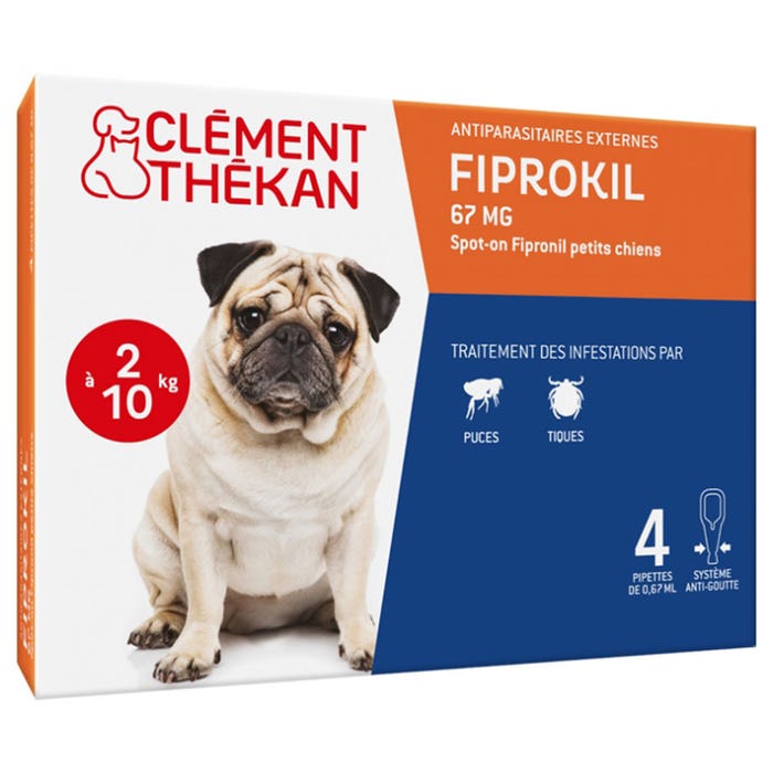 Clement-Thekan Fiprokil Pulci e Zecche per Cani 2-10 kg 0.67ml x 4 pipette
