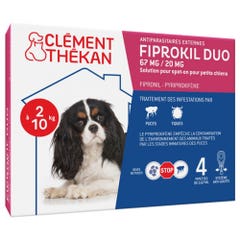 Clement-Thekan Fiprokil FIprokil Duo Controllo Pulci e Zecche Cane 2-10kg 4 Pipette Chien 2-10kg 0.67ml x4 pipette