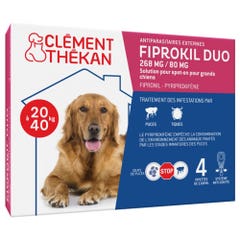 Clement-Thekan Fiprokil FIprokil Duo Controllo Pulci e Zecche per Cane 20-40kg 4 Pipette Chien 10-20kg 2.68ml x4 pipette