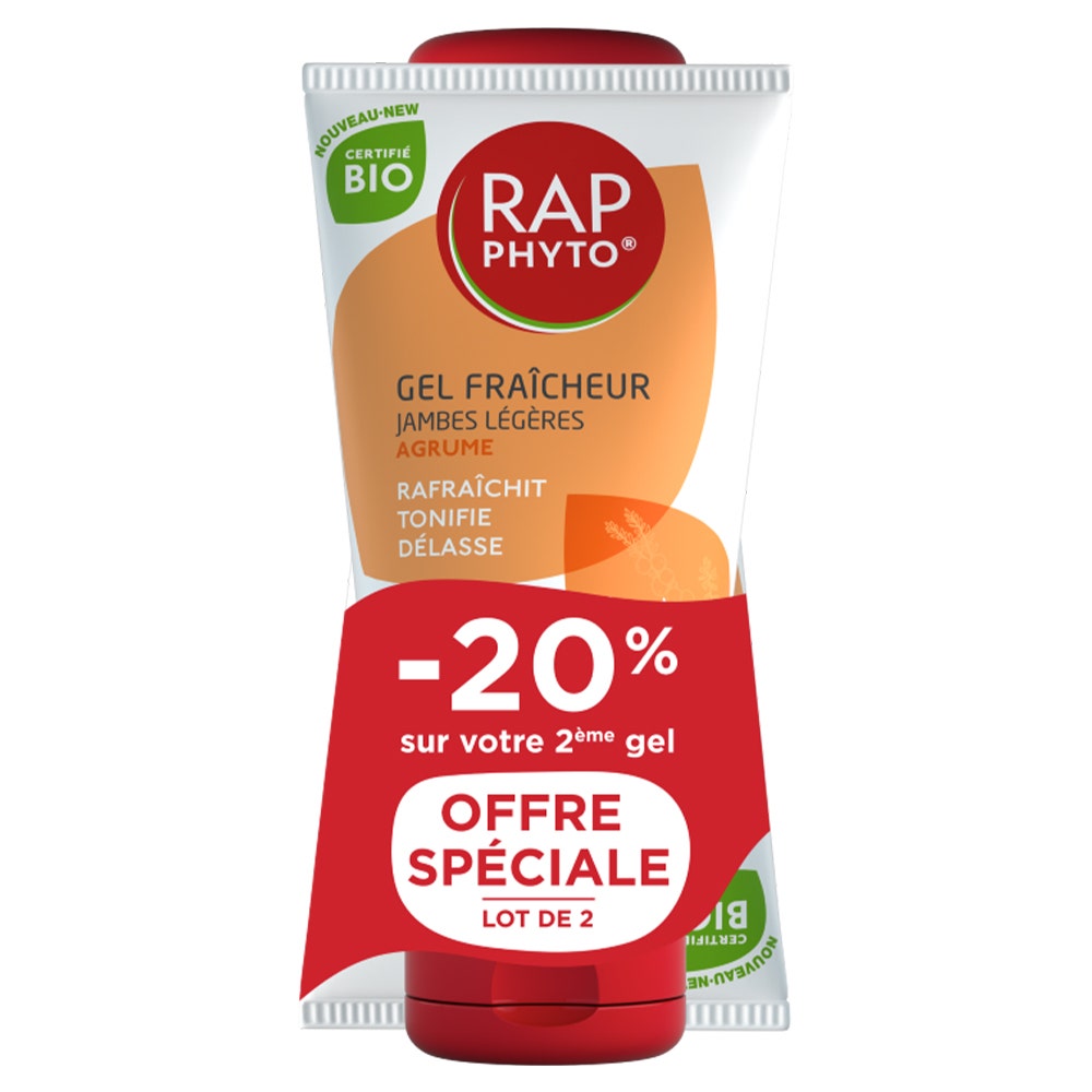 Rap Phyto Gel fresco agli agrumi per Gambe Leggere Certificato Bio 2x150 ml