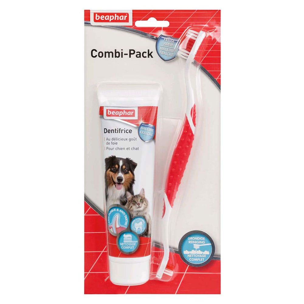 Beaphar Comb Pack: Dentifricio + Spazzolino per Cane e Gatto 100g
