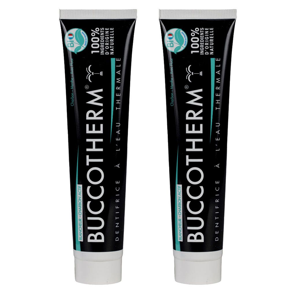 Buccotherm Dentifrici sbiancanti con Acqua termale e Carbone attivo Bio 2x75ml
