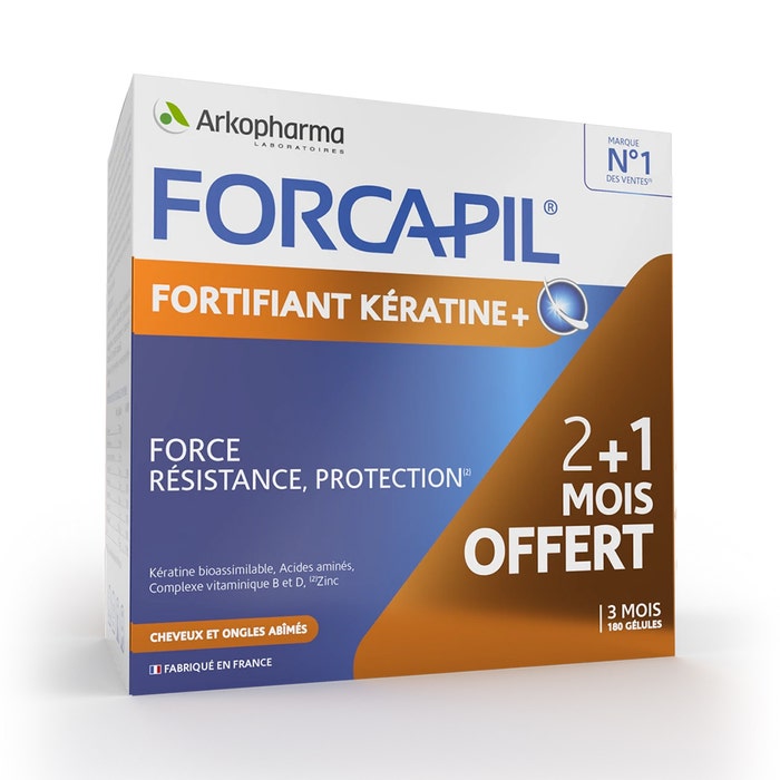 Arkopharma Forcapil Fortificante alla Cheratina Capelli e Unghie 180 Capsule 2+1 mese Gratis