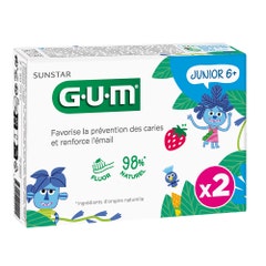 Gum Dentifricio Junior dai 6 anni in su Fragola al gusto di fluoro e isomalto 2x50ml
