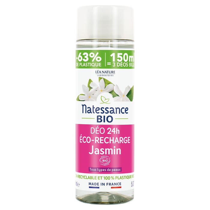 Natessance Eco Ricarica Deodorante 24h Gelsomino Biologico Pour tous i tipi di pelle 150 ml