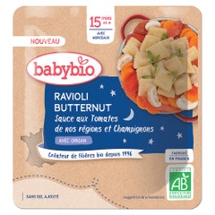 Babybio Ravioli di butternut con salsa regionale di pomodori e funghi Da 15 mesi 190g