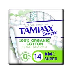 Tampax Imbottiture Compack Cotton Protection Super Cotone biologico x14