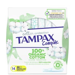 Tampax Compack Cuscinetti di protezione del flusso in cotone Regulier Cotone biologico x14