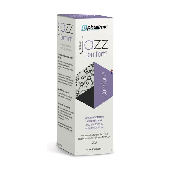 Ophtalmic Comfort Jazz Soluzione di manutenzione multifunzionale per lenti a contatto morbide Occhi sensibili 100ml