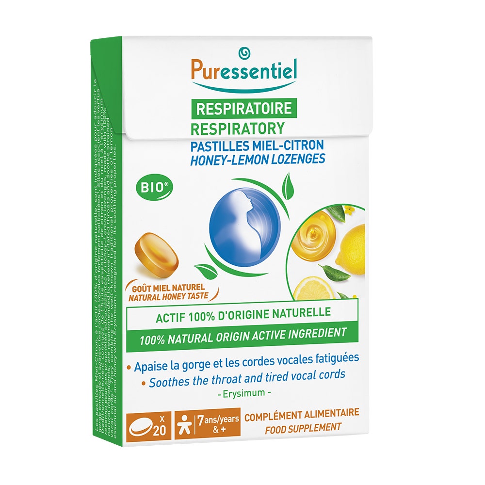 Puressentiel Respirazione Pastiglie per la respirazione della gola Limone x20