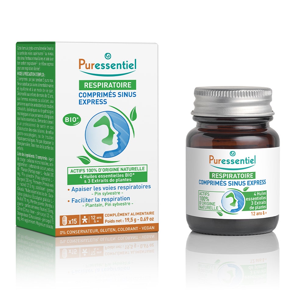 Puressentiel Respirazione Sinus Express Con oli essenziali biologici 15 compresse