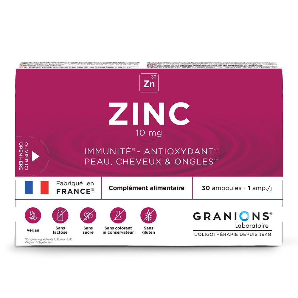 Granions zinc 10 mg per pelle, capelli e difese immunitarie 30 fiale