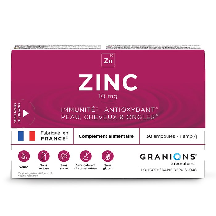 Granions Zinco 10 mg Pelle, Capelli, Immunità 30 fiale