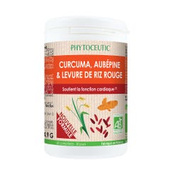 Phytoceutic Curcuma, biancospino e lievito di riso rosso biologico Supporta la funzione cardiaca 60 compresse