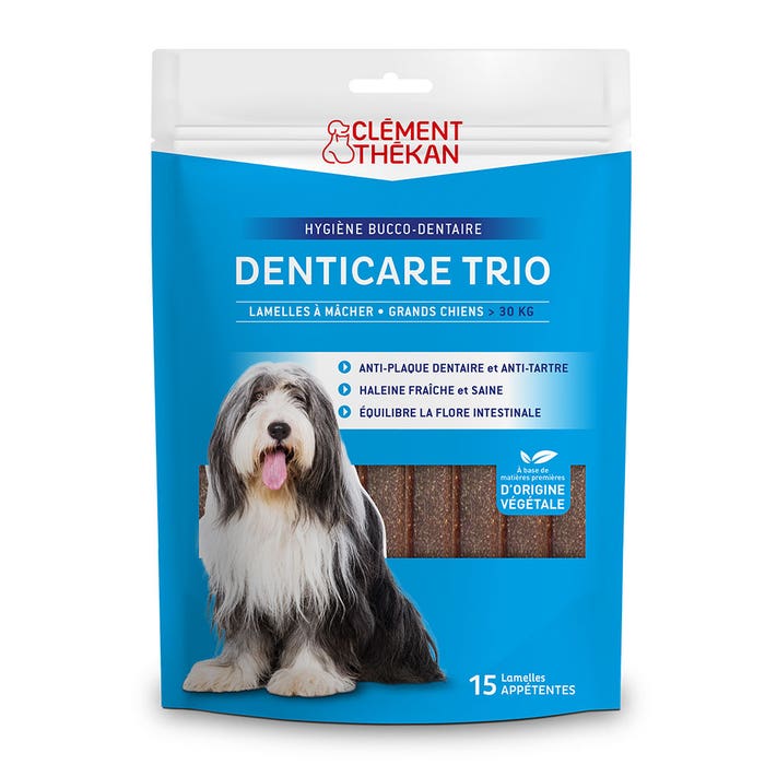 Clement-Thekan Denticare Trio Strisce da masticare Denticare Trio per Cane di peso superiore a 30 kg Promuove l'igiene orale 15 strisce