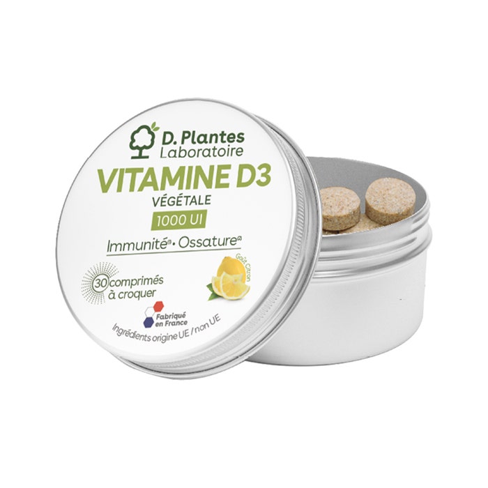 Vitamine D3 1000IU 30 compresse Gusto Limone masticabile D. Plantes