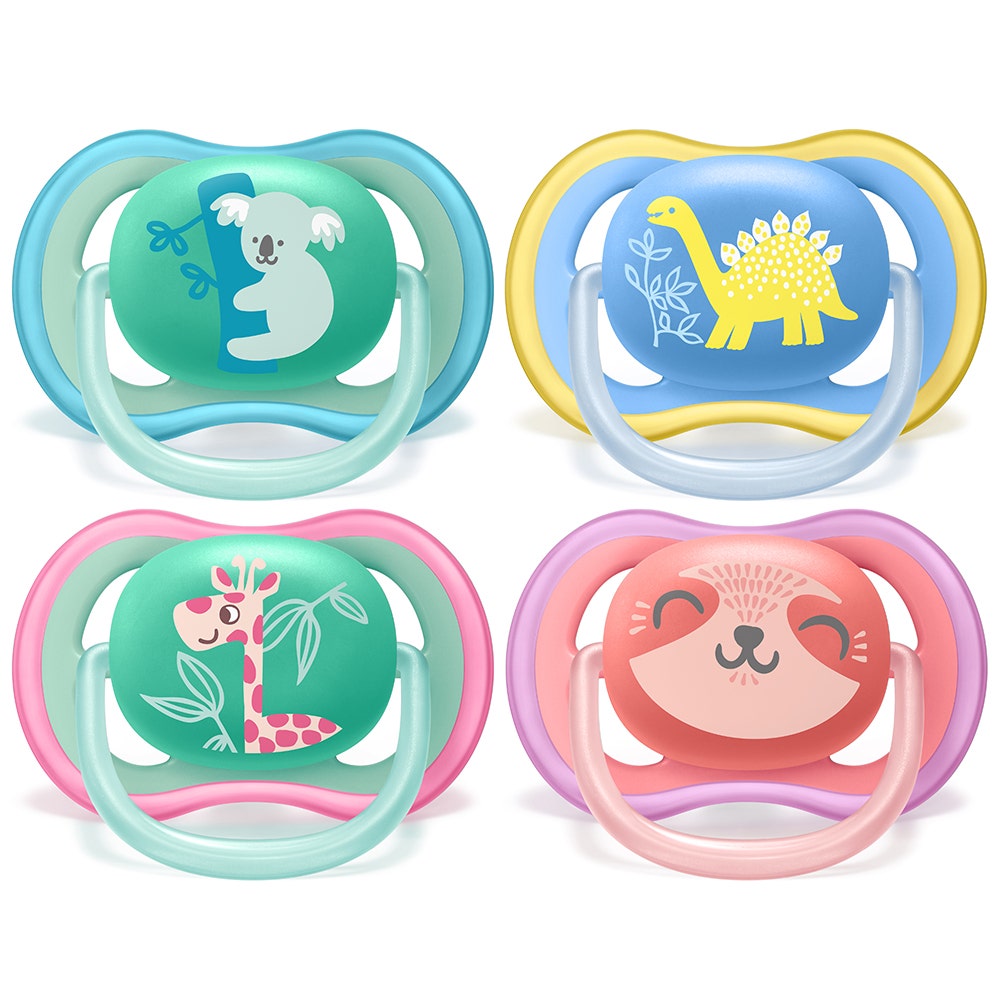 Avent Ultra Air Ciuccio ortodontico Collezione animali divertenti 18 mesi e Plus x2
