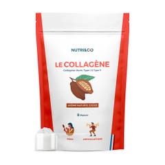 NUTRI&CO Collagene marino brevettato di tipo 1&amp;2 in polvere Pelle soda al gusto di cacao 240g