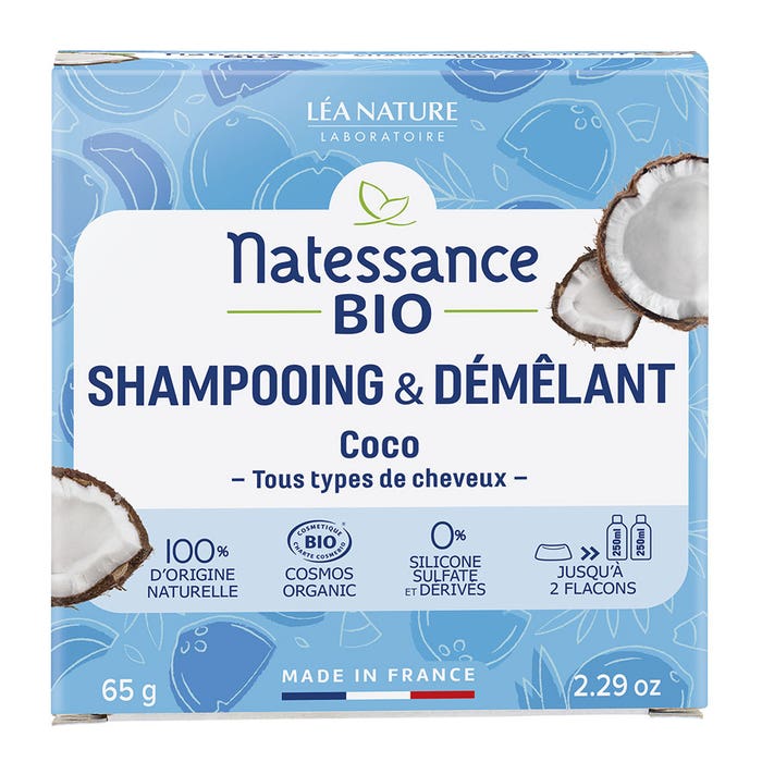 Natessance Shampoo e balsamo al Cocco biologico Pour tous les types de Capelli 65g