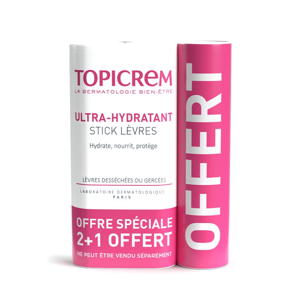 Topicrem Stick labbra ultra-idratante Secco o screpolato 2+1 Libero