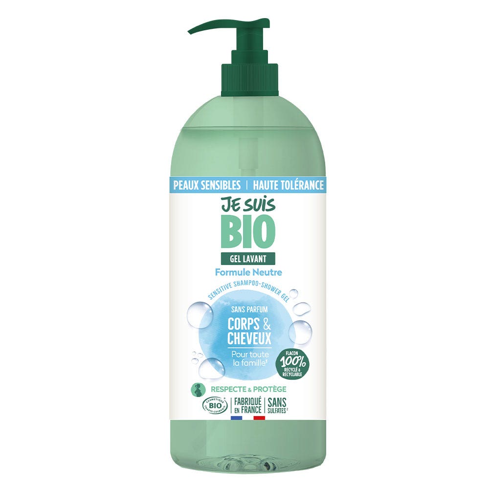 Je suis Bio Gel doccia biologico privo di profumo Corpo e Capelli Pelle Sensibile 1L