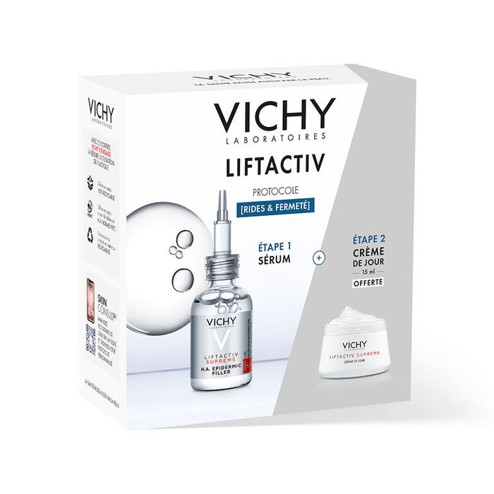 Vichy Liftactiv Supreme Protocollo Anti-rughe e Compattezza Siero HA Filler 30ml + Mini Crema da giorno da 15ml in omaggio