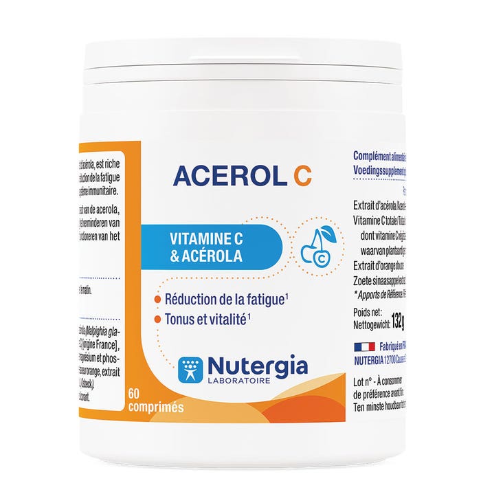 Acerol C Vitamina C Naturale 60 Compresse 60 Comprimés Vitamine C et Acérola Nutergia
