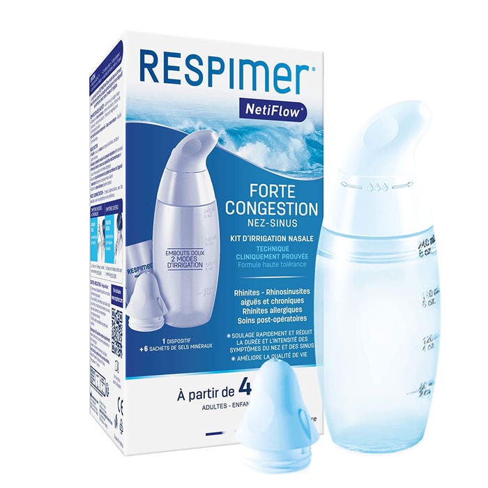 Kit di irrigazione nasale Netiflow + 6 bustine Respimer