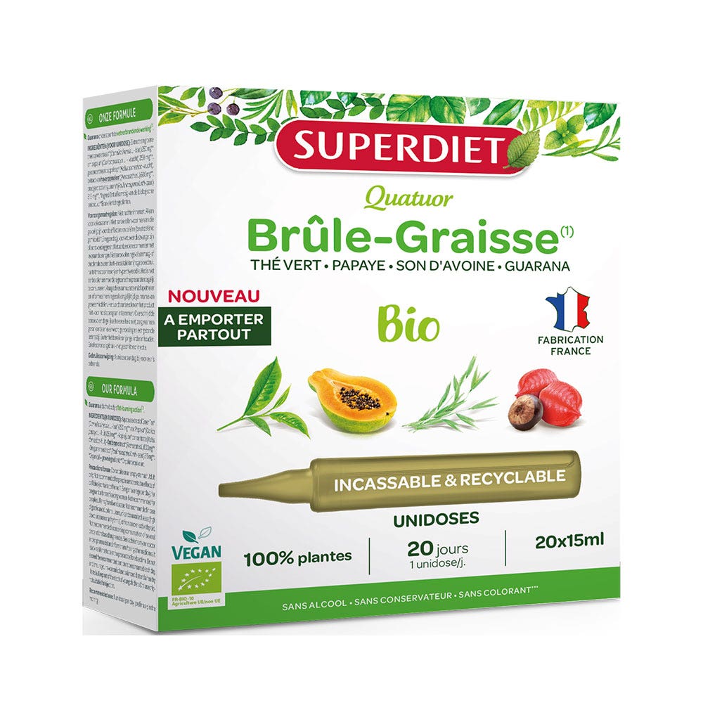 Superdiet Bruciatore di grassi organico Quator Unidose 300 ml