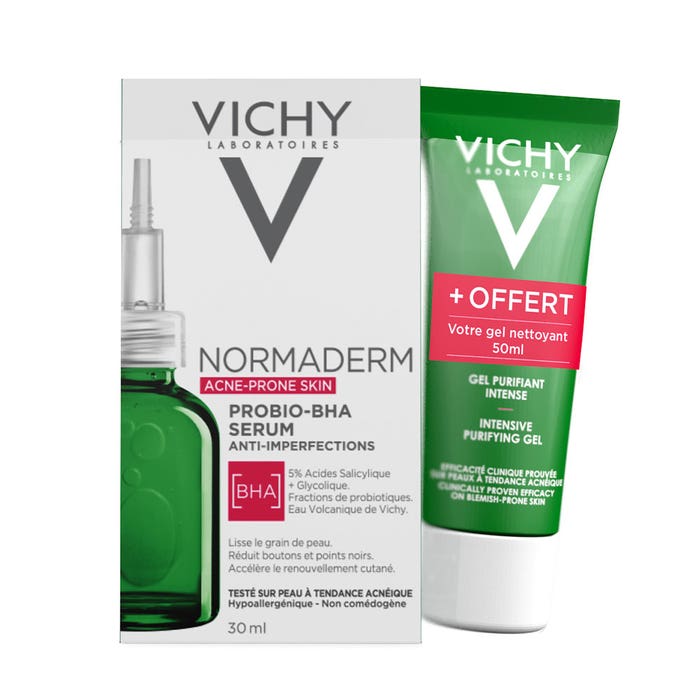 Vichy Normaderm Siero anti-macchie 30ml + Gel detergente purificante 50ml Pelle a tendenza acneica