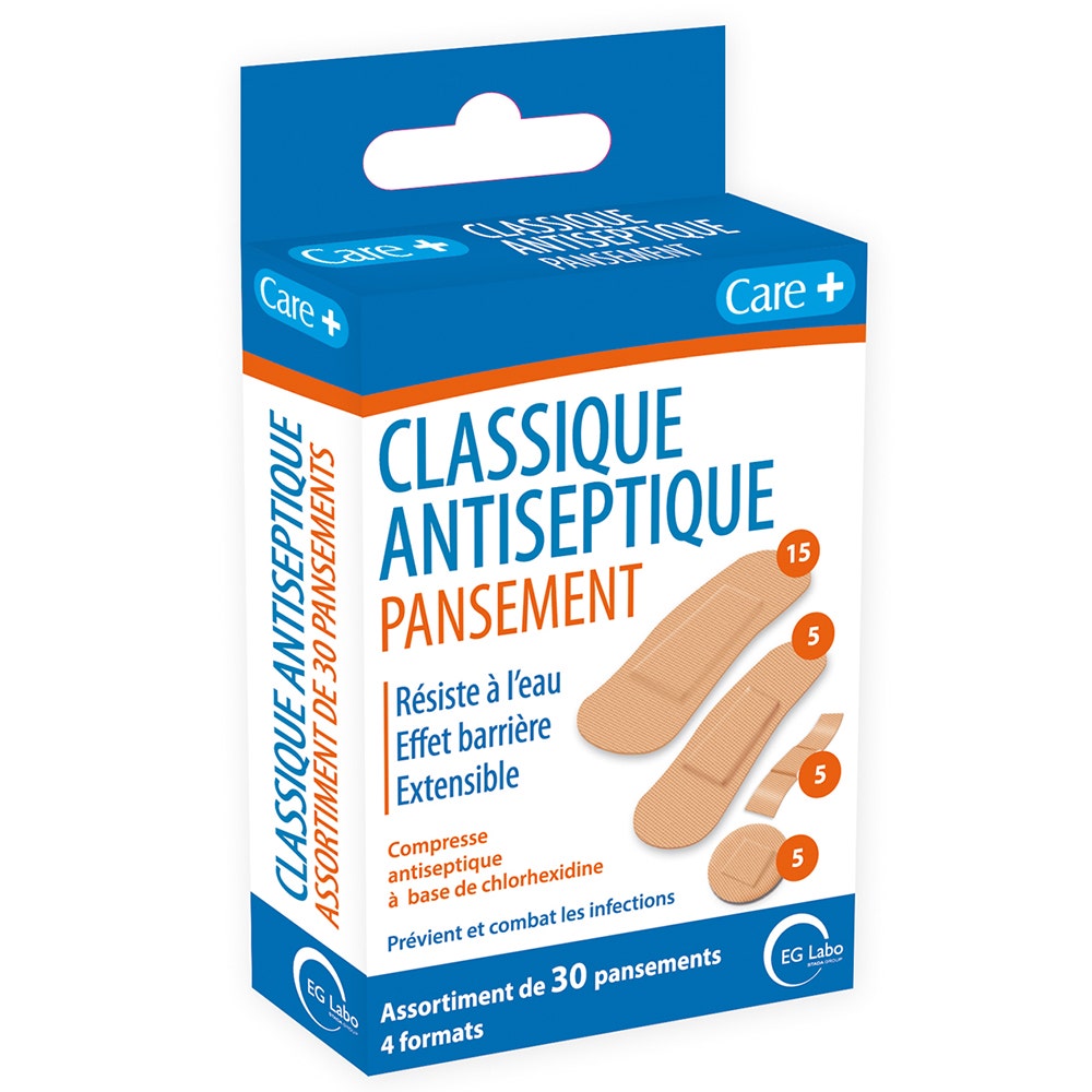 Care+ Medicazioni classiche antisettiche 4 misure x30