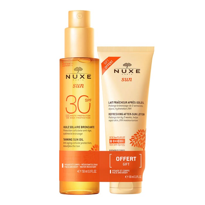 Nuxe Sun Duo Solare Olio Abbronzante Spf30 Viso e Corpo + Latte Doposole in Omaggio