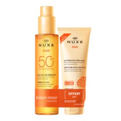 Nuxe Sun Duo Solare Olio Abbronzante Spf50 Viso e Corpo + Latte Doposole in Omaggio