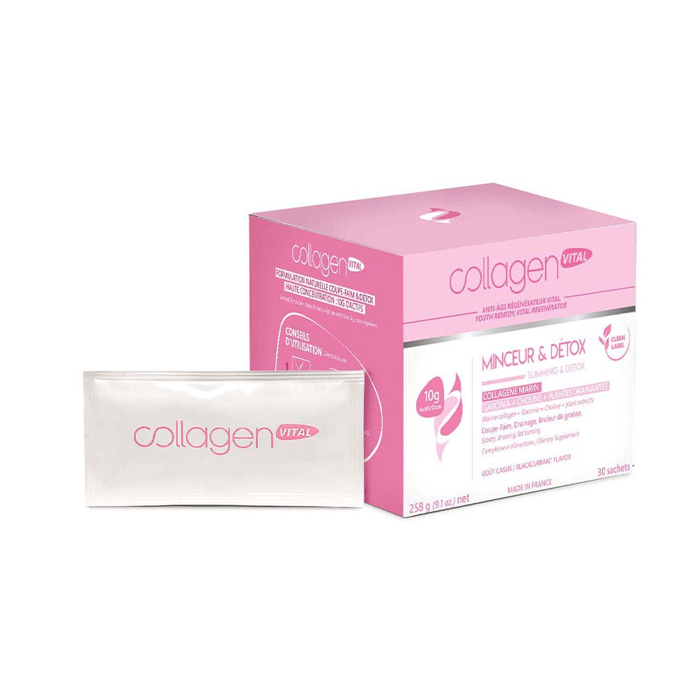 Vita Recherche Collagen Vital Power Collagene marino dimagrante e Detox Aroma di ribes nero 30 Bustine