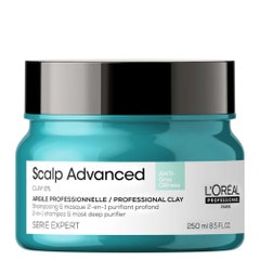 L'Oréal Professionnel Scalp Advanced Shampoo e maschera professionale all'argilla 2 in 1 250ml