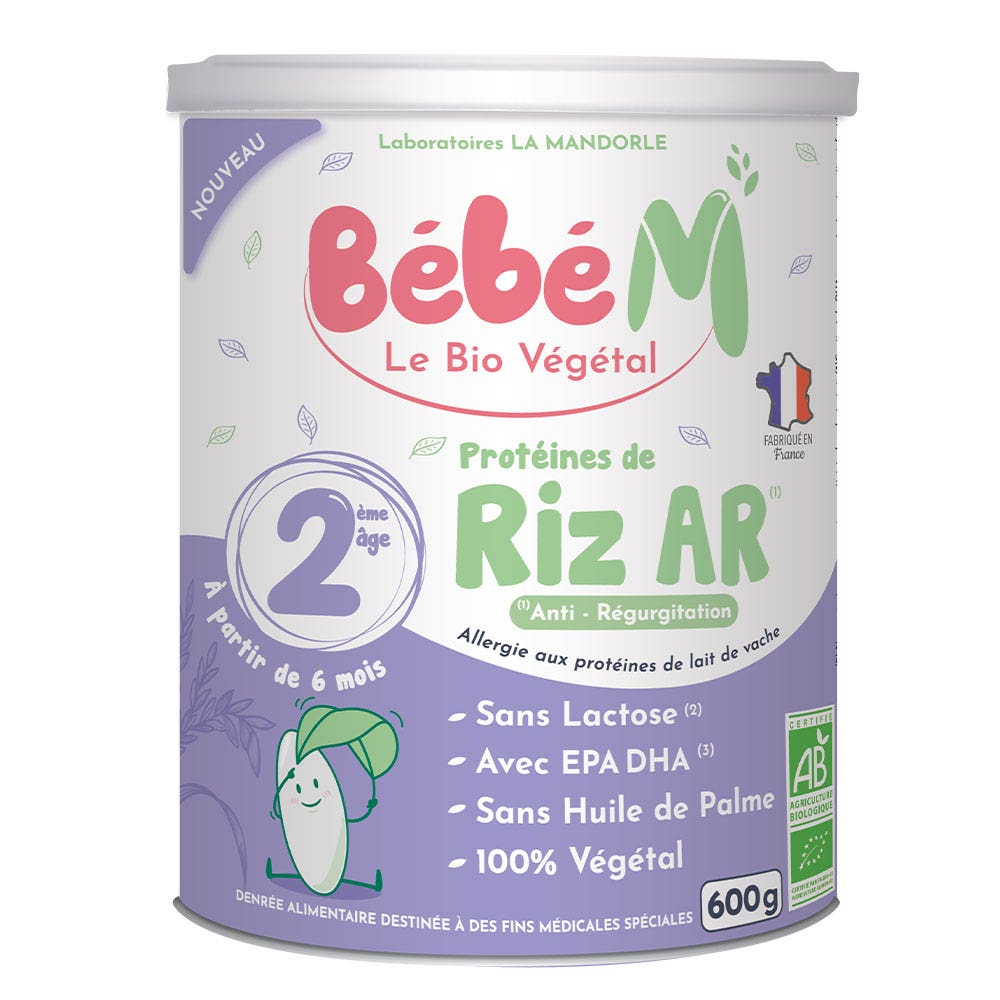 La Mandorle Bebè M Preparazione Latte in polvere 2a età Proteine del Riso AR Bio Neonati dai 6 Mesi 800g