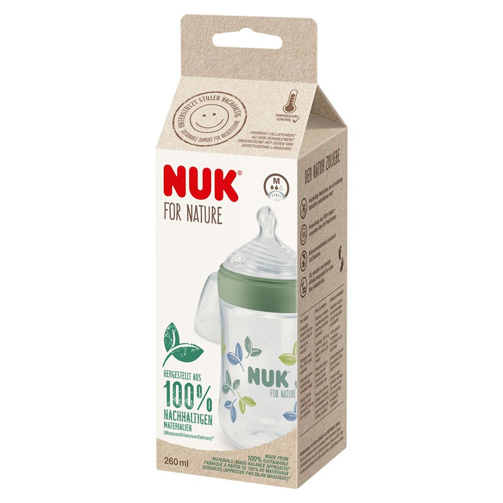 Nuk For Nature Biberon all'eucalipto Taglia M da 6 a 18 mesi 260 ml