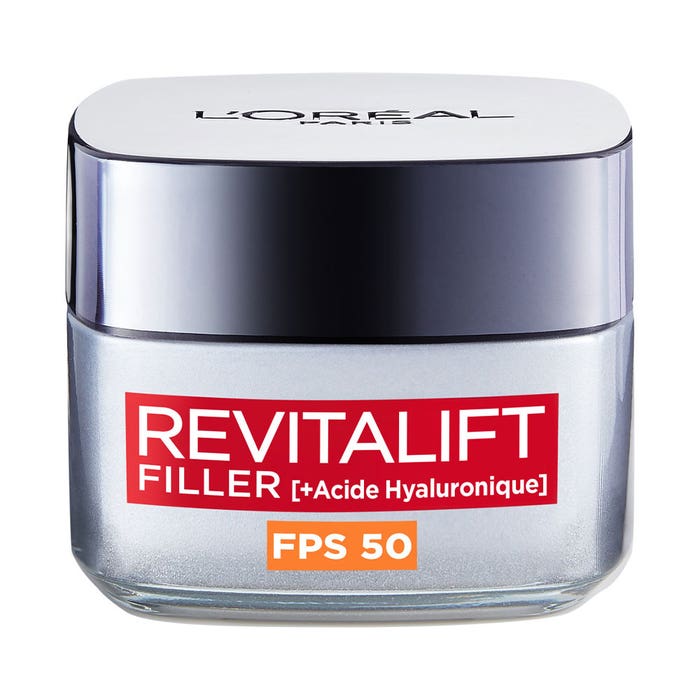 L'Oréal Paris Revitalift Filler Crema da giorno anti-età SPF50 + Acido Ialuronico Tutti i tipi di pelle 50ml