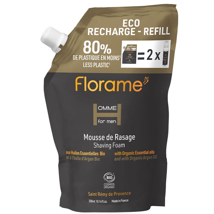 Schiuma da rasatura biologica Eco-Refill 300 ml Homme For Men Florame