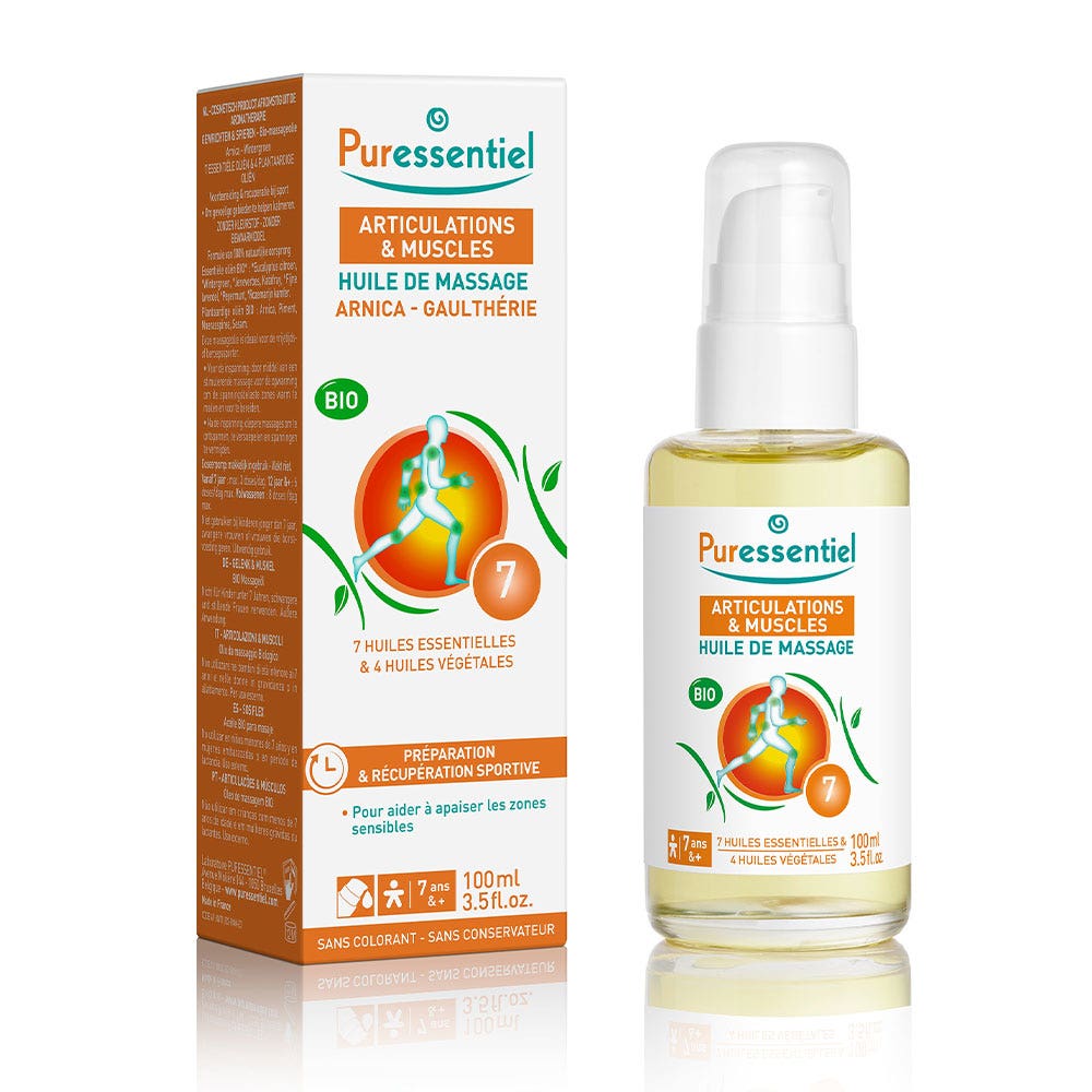 Puressentiel Articolazioni e Muscoli Olio per massaggio bio arnica e gaultheria 100ml