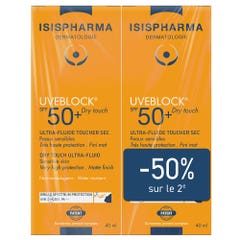 Isispharma Uveblock Ultra Fluido Tocco Secco Spf50+ Tocco Secco 2x40ml