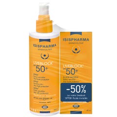 Isispharma Uveblock Spray di protezione solare Spf50+ e Invisible Fluido 200ml + 100ml