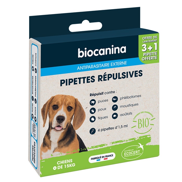 Biocanina Pipetta repellente per Cuccioli e Cane di piccola taglia 3  pipette + 1 in omaggio - Easypara