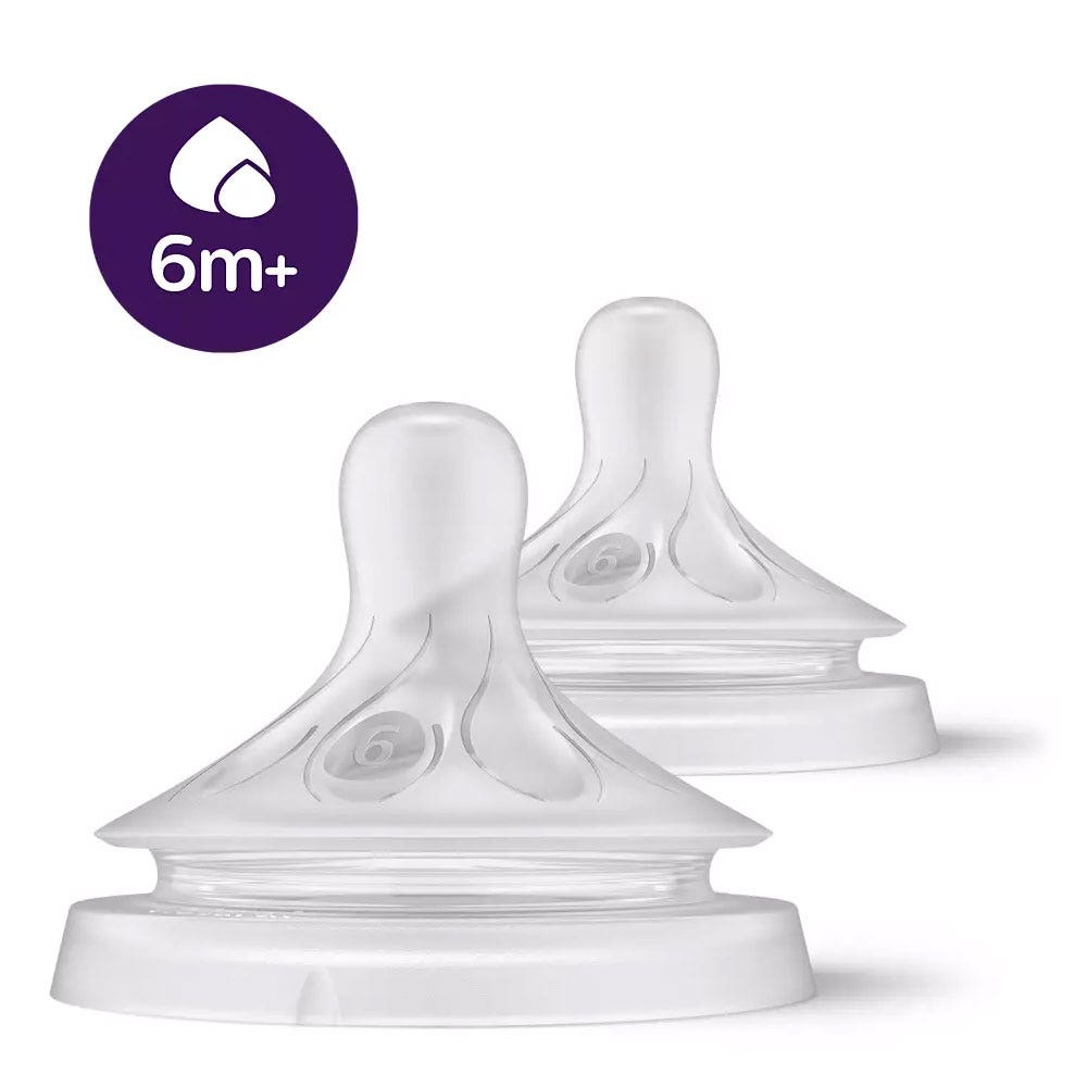 Avent Natural Response Tettarelle in silicone per liquidi densi, flusso neonato 6 mesi + x2